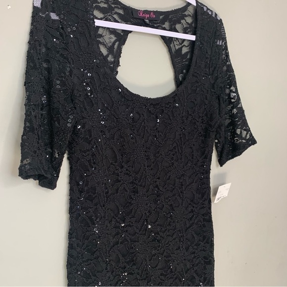 Women’s Juniors Reign On Black Lace Sequins Dress Size Large NWT - Picture 2 of 10